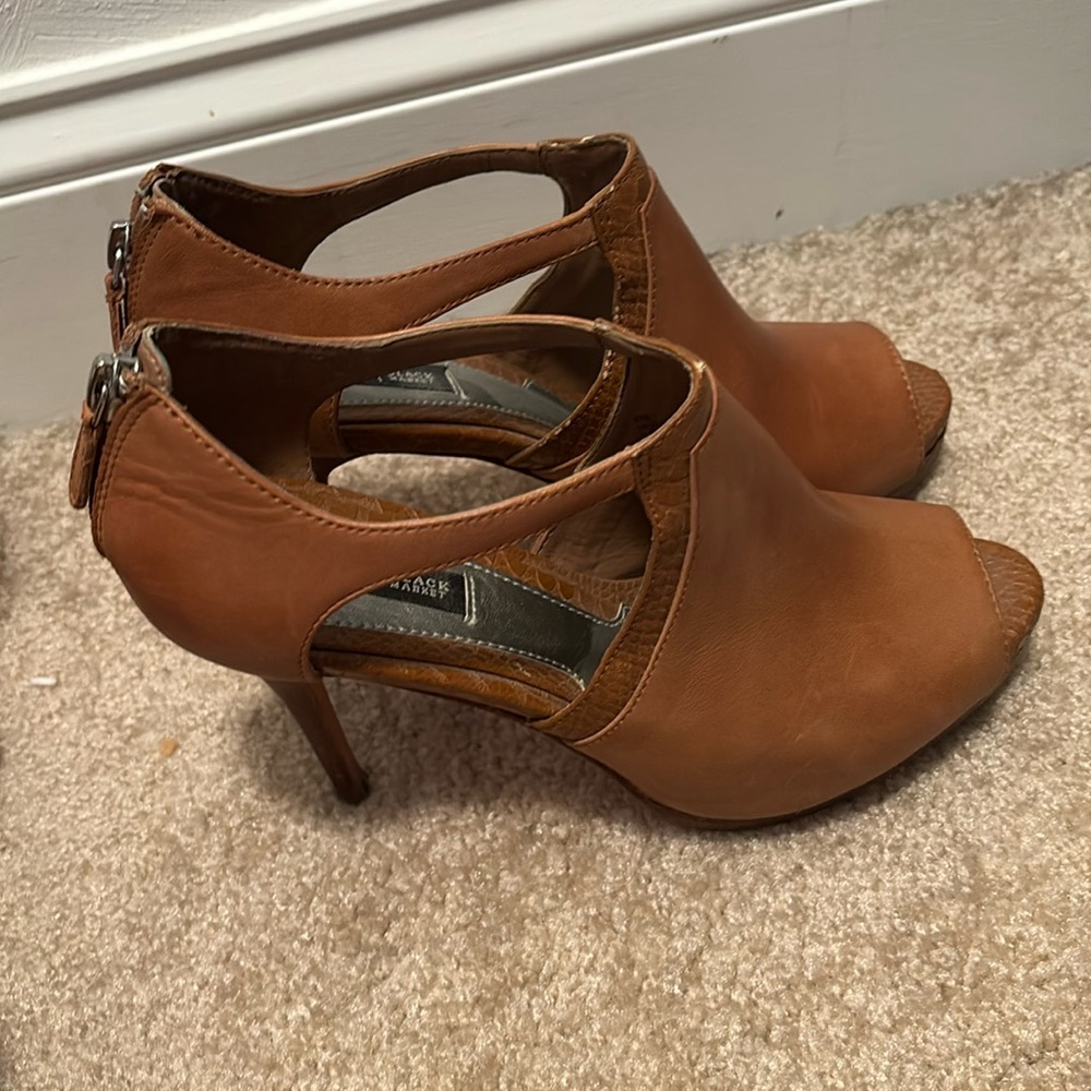 White House Black Market faux leather high heels